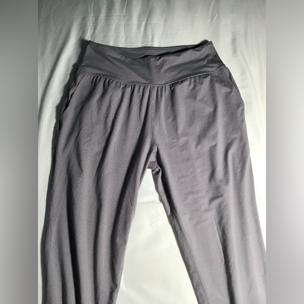 Prana Women's Light Gray & Purple-Grey Pin Stripe Joggers